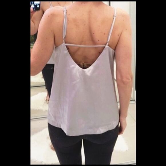 LF SEEK THE LABEL SILVER LACE FRONT CAMI TOP S - Picture 3 of 5